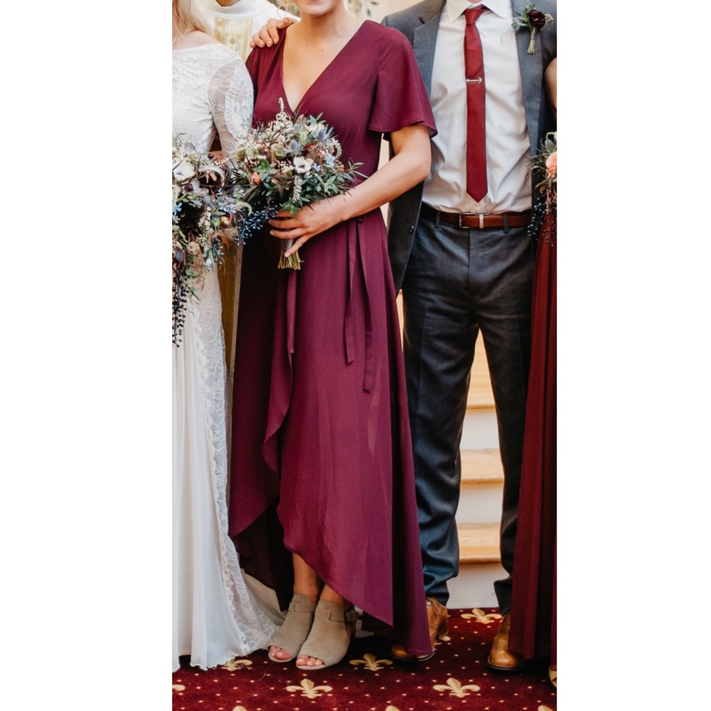 ShowMeYourMuMu Sophia Wrap Dress in Merlot Chiffon